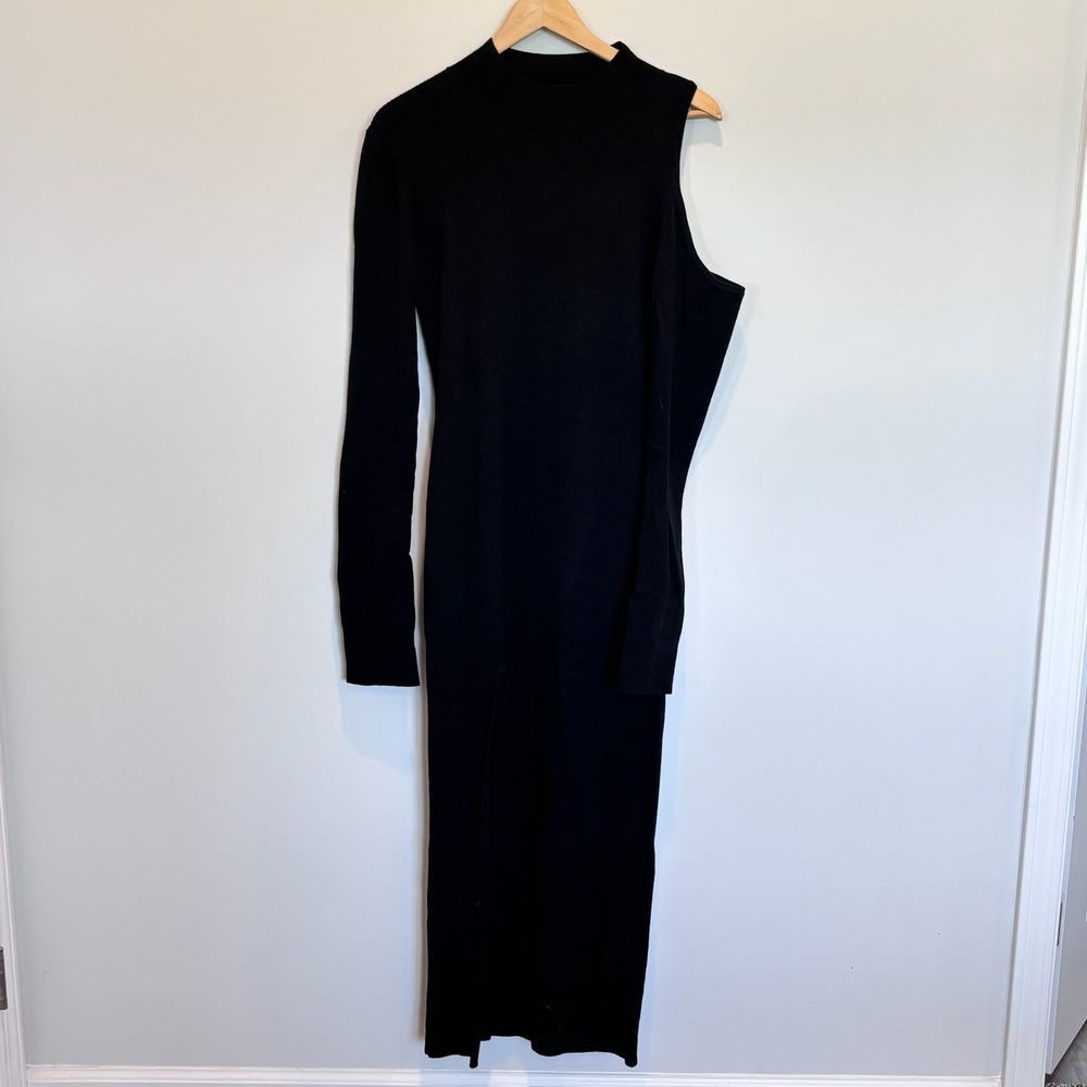 Monse Dress Womens Large Asymmetrical Maxi Sweater Wool Blend‎ One Sleeve Modern